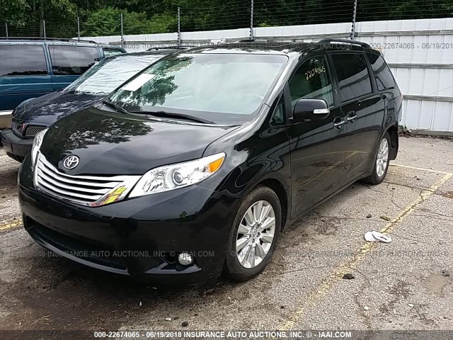 5TDYK3DC8ES495622 - 2014 TOYOTA SIENNA XLE/LIMITED BLACK photo 2