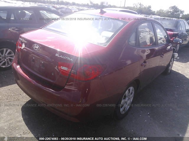 KMHDU46D99U681624 - 2009 HYUNDAI ELANTRA GLS/SE RED photo 4