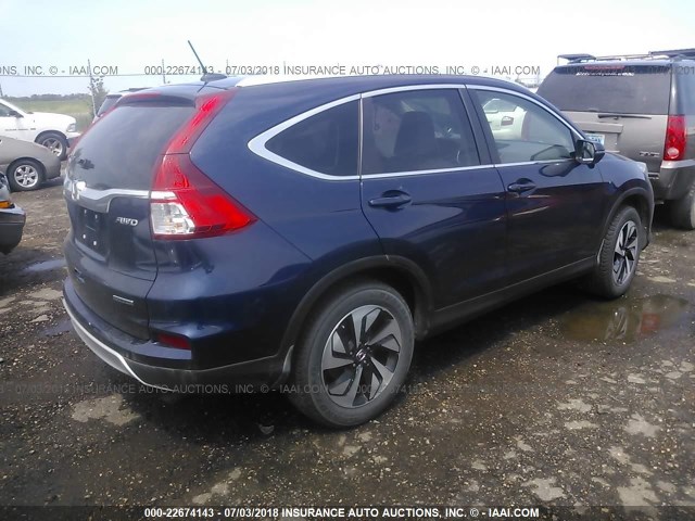 5J6RM4H98GL091060 - 2016 HONDA CR-V TOURING BLUE photo 4