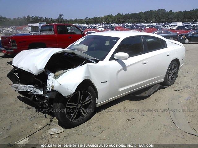 2C3CDXDT4EH303689 - 2014 DODGE CHARGER R/T WHITE photo 2