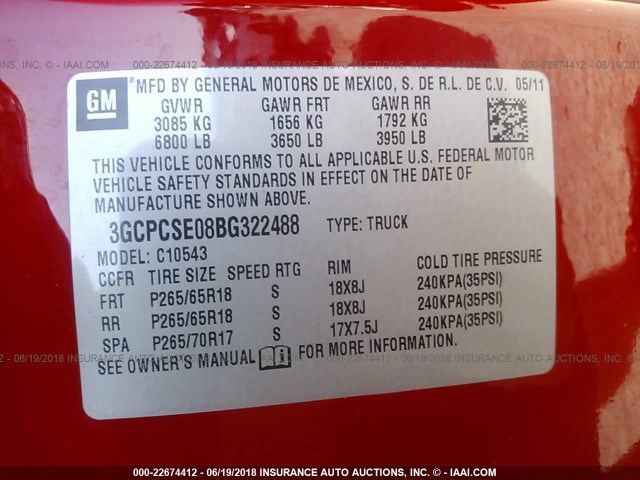 3GCPCSE08BG322488 - 2011 CHEVROLET SILVERADO C1500 LT RED photo 9