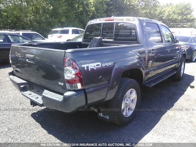 3TMLU4EN6EM164290 - 2014 TOYOTA TACOMA DOUBLE CAB ნაცრისფერი ფოტო 4