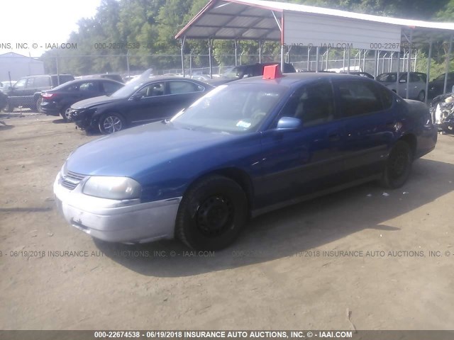 2G1WF52E339453398 - 2003 CHEVROLET IMPALA BLUE photo 2