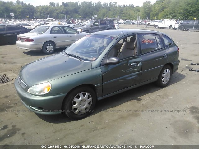 KNADC163826077910 - 2002 KIA RIO CINCO GREEN photo 2