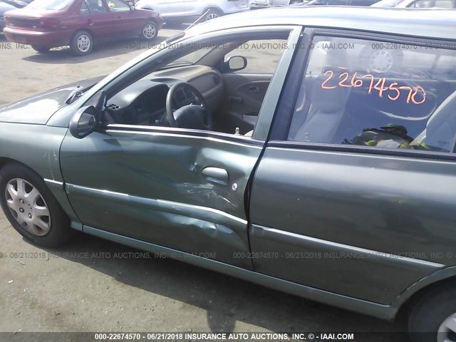 KNADC163826077910 - 2002 KIA RIO CINCO GREEN photo 6