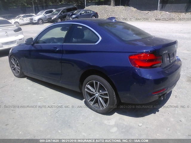 WBA2J3C59JVA49720 - 2018 BMW 230XI Dark Blue photo 3