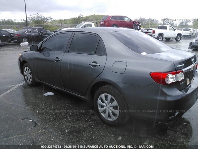 2T1BU4EE6BC723286 - 2011 TOYOTA COROLLA S/LE GRAY photo 3