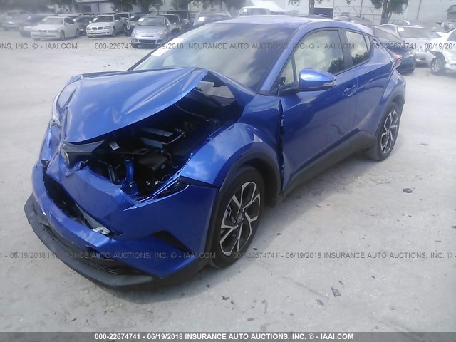 JTNKHMBX6J1001535 - 2018 TOYOTA C-HR BLUE photo 2