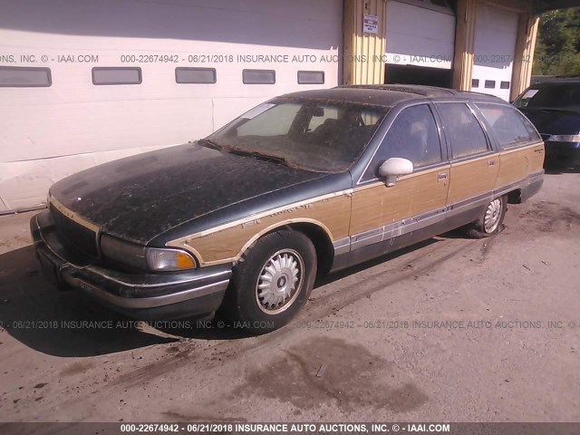 1G4BR837XPW408742 - 1993 BUICK ROADMASTER ESTATE GREEN photo 2