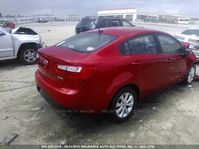 KNADN4A34D6115123 - 2013 KIA RIO EX/SX RED photo 4