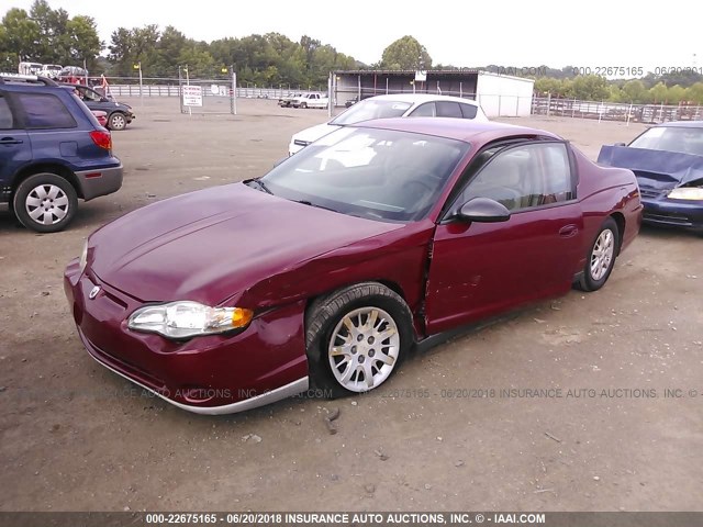 2G1WW12E059136013 - 2005 CHEVROLET MONTE CARLO LS RED photo 2