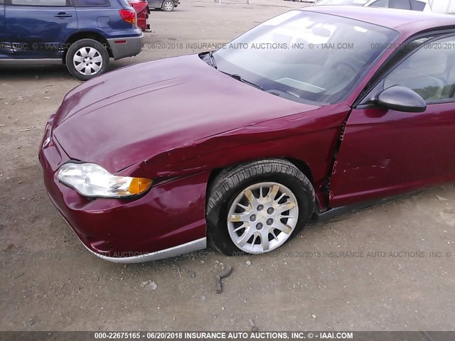 2G1WW12E059136013 - 2005 CHEVROLET MONTE CARLO LS RED photo 6