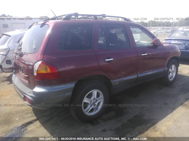 KM8SC13E34U798873 - 2004 HYUNDAI SANTA FE GLS/LX BURGUNDY photo 4