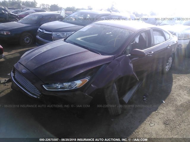 3FA6P0G74FR256679 - 2015 FORD FUSION S MAROON photo 2