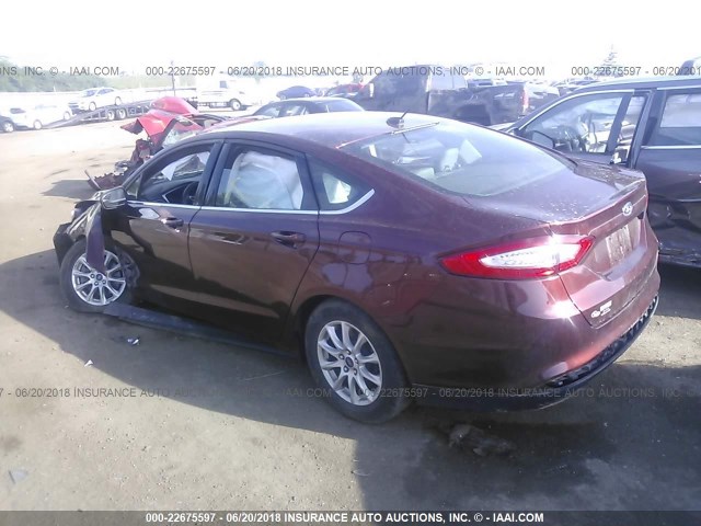 3FA6P0G74FR256679 - 2015 FORD FUSION S MAROON photo 3