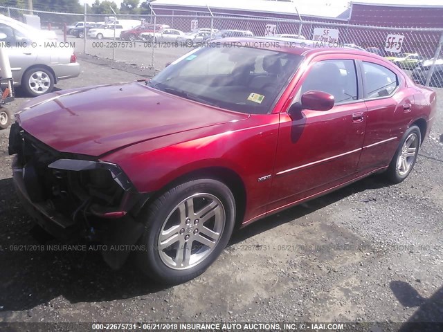 2B3KA53H16H166327 - 2006 DODGE CHARGER R/T RED photo 2