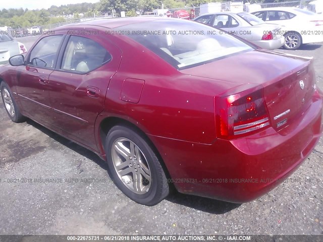 2B3KA53H16H166327 - 2006 DODGE CHARGER R/T RED photo 3