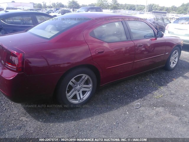 2B3KA53H16H166327 - 2006 DODGE CHARGER R/T RED photo 4