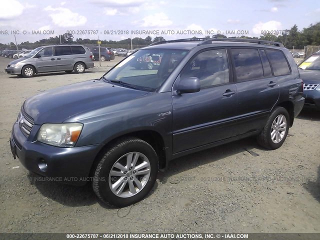 JTEEW21A860018547 - 2006 TOYOTA HIGHLANDER HYBRID BLUE photo 2