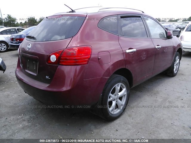 JN8AS5MT2AW009026 - 2010 NISSAN ROGUE S/SL/KROM RED photo 4