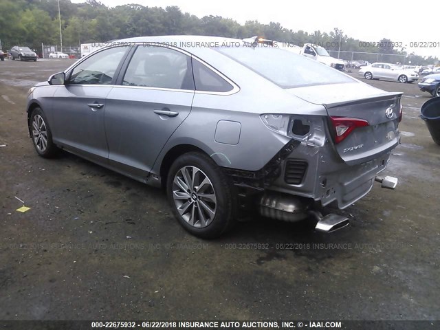 5NPE34AF0GH266266 - 2016 HYUNDAI SONATA SPORT/LIMITED SILVER photo 3