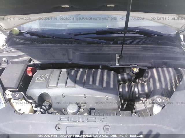 5GALVBED4AJ210197 - 2010 BUICK ENCLAVE CXL თეთრი ფოტო 10
