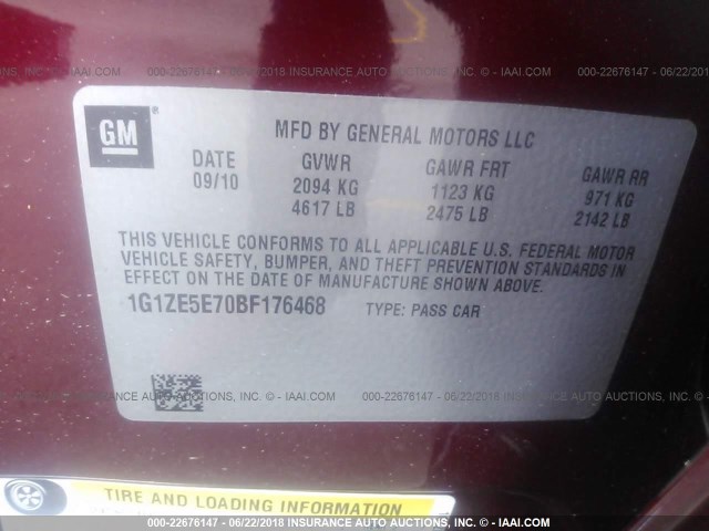 1G1ZE5E70BF176468 - 2011 CHEVROLET MALIBU LTZ MAROON photo 9