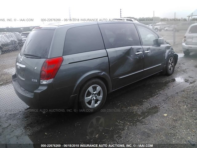 5N1BV28U48N117085 - 2008 NISSAN QUEST S/SE/SL GRAY photo 4