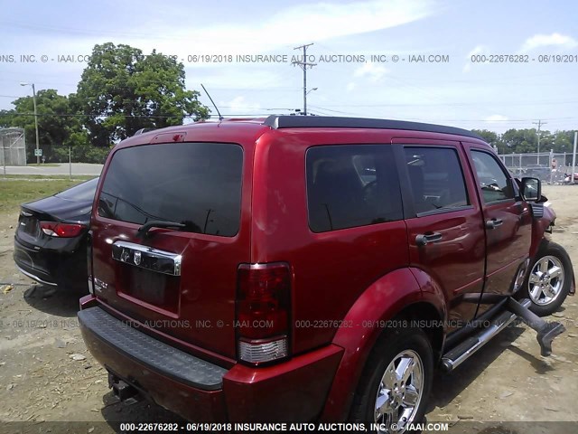 1D8GT58K68W122624 - 2008 DODGE NITRO SLT RED photo 4