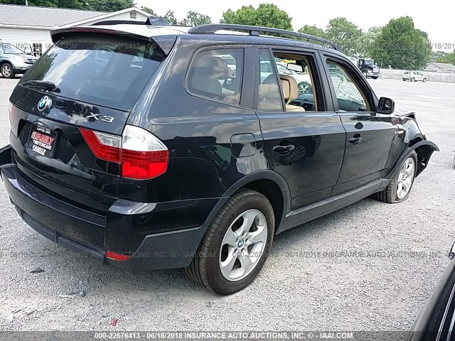 WBXPC93488WJ11609 - 2008 BMW X3 3.0SI BLACK photo 4