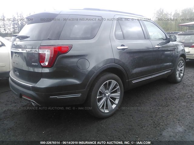 1FM5K8F87JGB10852 - 2018 FORD EXPLORER LIMITED GRAY photo 4