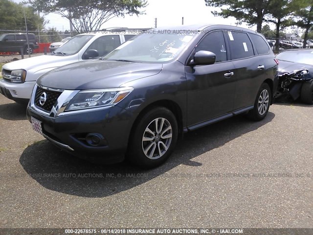 5N1AR2MN9EC721690 - 2014 NISSAN PATHFINDER S/SV/SL/PLATINUM BLUE photo 2