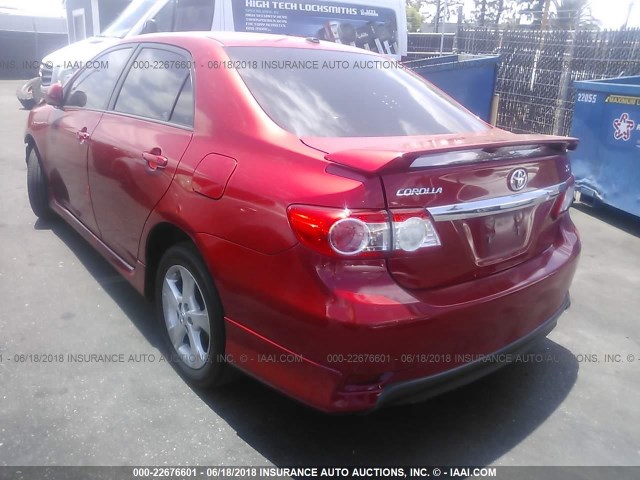 2T1BU4EE1BC723115 - 2011 TOYOTA COROLLA S/LE RED photo 3