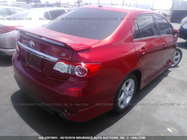 2T1BU4EE1BC723115 - 2011 TOYOTA COROLLA S/LE RED photo 4