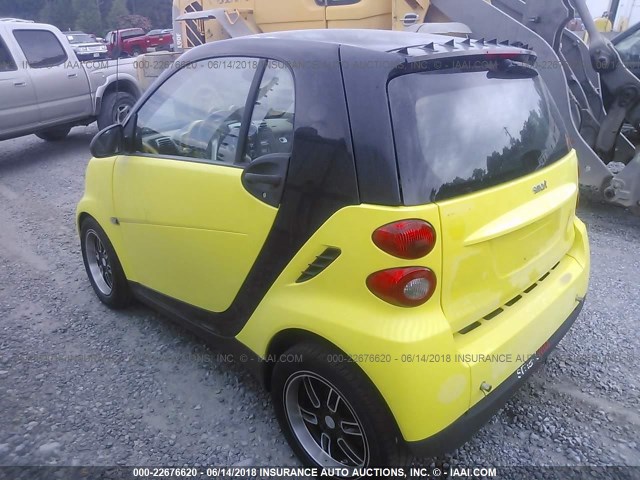 WMEEJ31X38K174310 - 2008 SMART FORTWO PURE/PASSION YELLOW photo 3