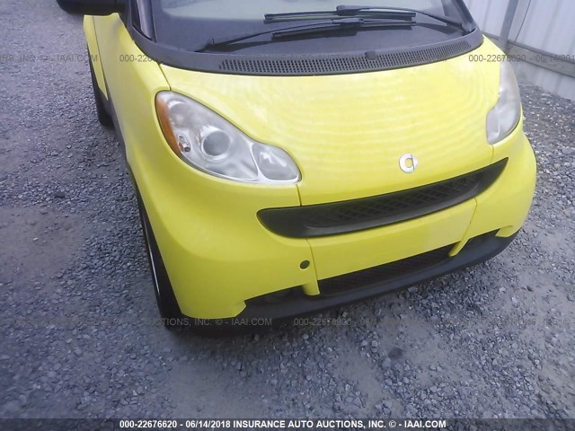 WMEEJ31X38K174310 - 2008 SMART FORTWO PURE/PASSION YELLOW photo 6