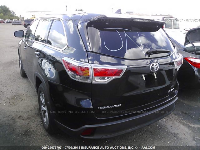 5TDJKRFH6FS198508 - 2015 TOYOTA HIGHLANDER XLE შავი ფოტო 3