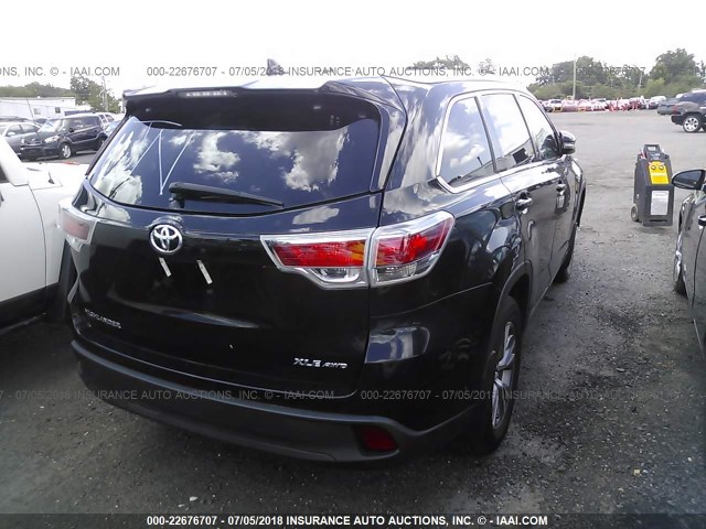 5TDJKRFH6FS198508 - 2015 TOYOTA HIGHLANDER XLE შავი ფოტო 4