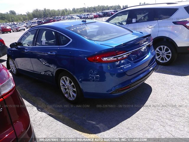 3FA6P0SU0HR255223 - 2017 FORD FUSION TITANIUM PHEV BLUE photo 3