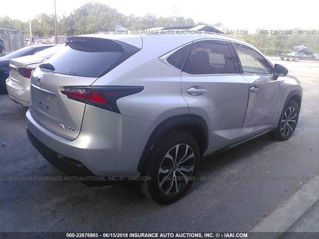 JTJBARBZ6F2012931 - 2015 LEXUS NX 200T SILVER photo 4