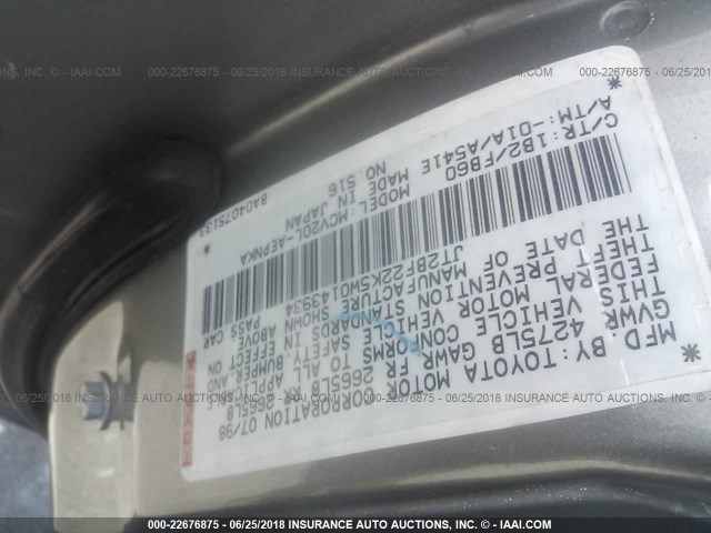 JT2BF22K5W0143934 - 1998 TOYOTA CAMRY CE/LE/XLE GOLD photo 9