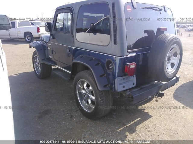 1J4FA49S72P715266 - 2002 JEEP WRANGLER / TJ SPORT BLUE photo 3