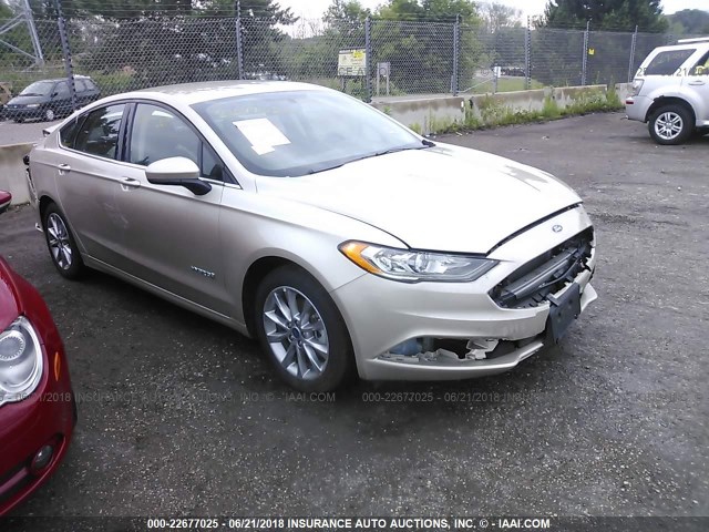 3FA6P0LU9HR323744 - 2017 FORD FUSION SE HYBRID BEIGE photo 1