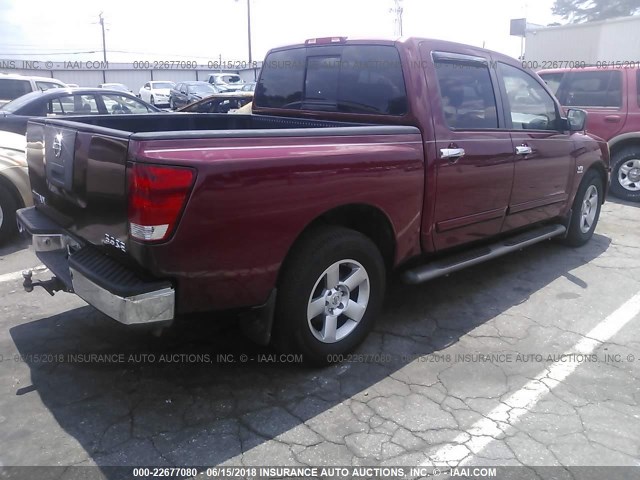 1N6AA07A64N575998 - 2004 NISSAN TITAN XE/SE/LE BURGUNDY photo 4