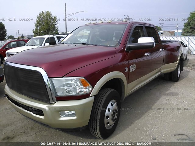 3C63DRKL3CG157400 - 2012 DODGE RAM 3500 LONGHORN RED photo 2