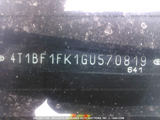 4T1BF1FK1GU570819 - 2016 TOYOTA CAMRY LE/XLE/SE/XSE SILVER photo 9