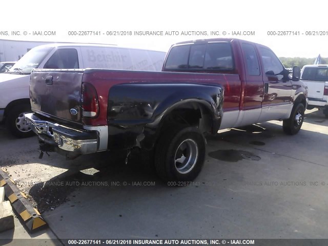 1FTWX32F21EA63971 - 2001 FORD F350 SUPER DUTY RED photo 4