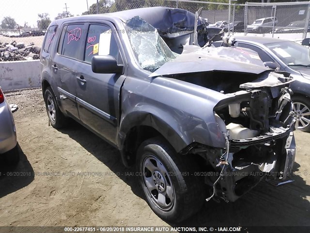 5FNYF3H27FB003867 - 2015 HONDA PILOT LX GRAY photo 1