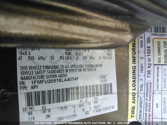 1FMFU20518LA40745 - 2008 FORD EXPEDITION LIMITED GRAY photo 9