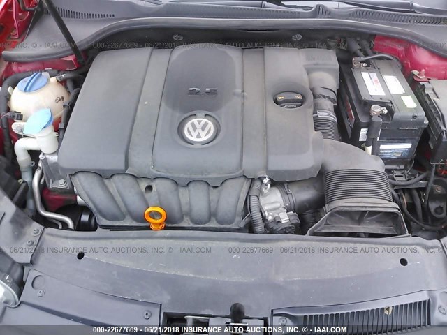 WVWDB7AJ8CW100358 - 2012 VOLKSWAGEN GOLF RED photo 10